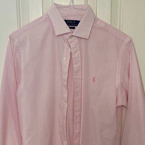 Pink/white stripped Polo Ralph Lauren button-down, men's M